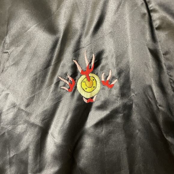 VTG MCM Asian Black Silk Embroidered Golden Chinese Dragon Robe Kimono Sz S/M/L - Picture 14 of 16